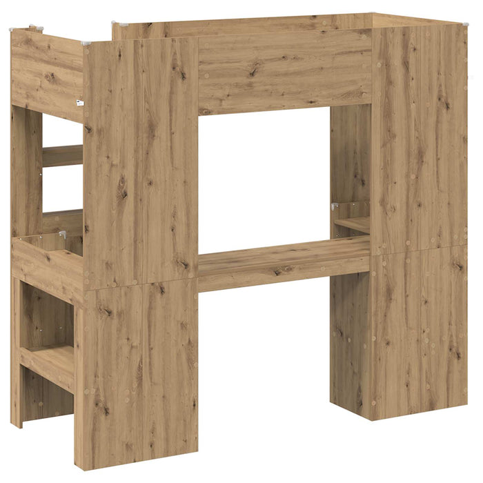 Cadru de pat supraetajat cu birou Stejar Artizanal 75 x 190 cm - WALTI WALTI