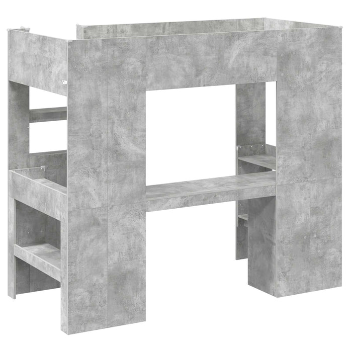 Cadru de pat supraetajat cu birou Gri din beton 90 x 190 cm - WALTI WALTI