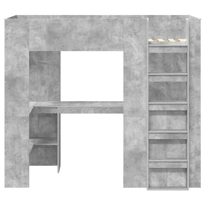 Cadru de pat supraetajat cu birou Gri din beton 90 x 190 cm - WALTI WALTI