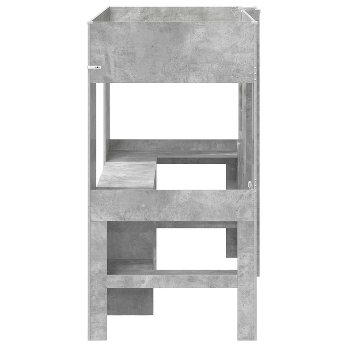 Cadru de pat supraetajat cu birou Gri din beton 90 x 190 cm - WALTI WALTI