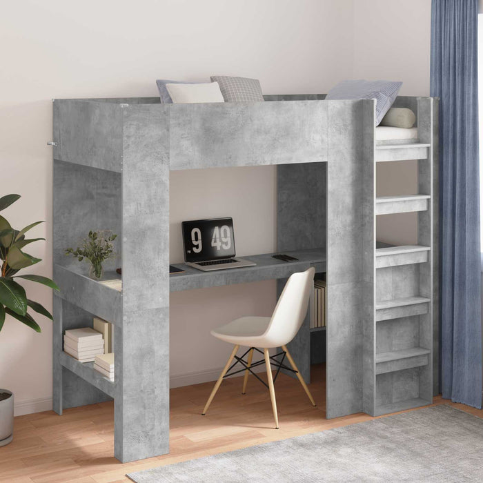 Cadru de pat supraetajat cu birou Gri din beton 90 x 200 cm - WALTI WALTI