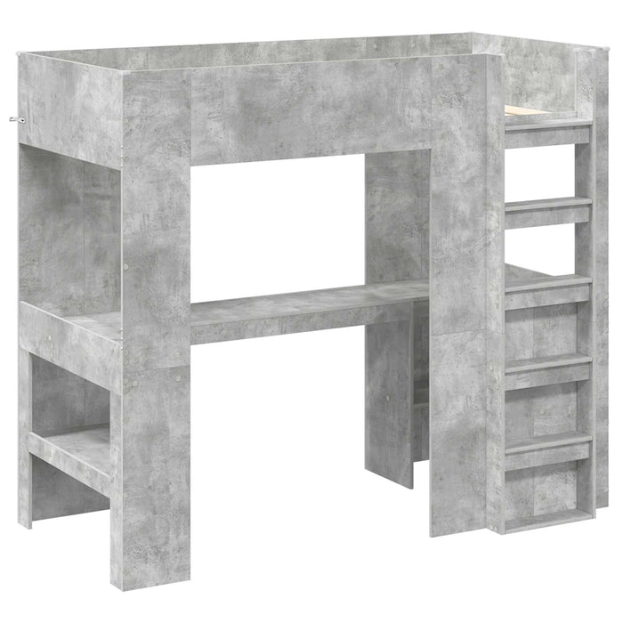 Cadru de pat supraetajat cu birou Gri din beton 100 x 200 cm - WALTI WALTI