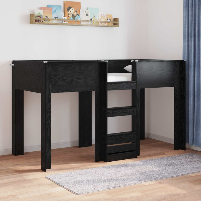 Pat Etajat pentru Copii Stejar Negru 75 x 190 cm Lemn compozit - WALTI WALTI