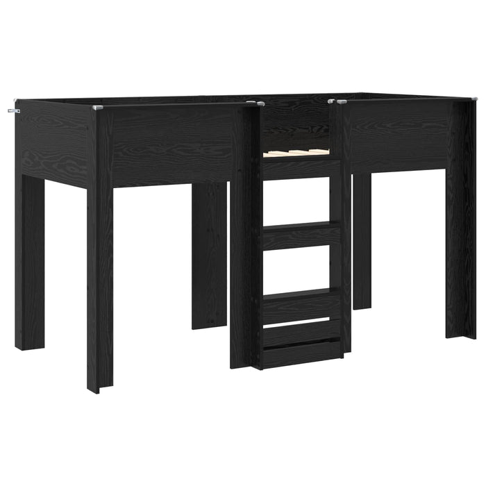 Pat Etajat pentru Copii Stejar Negru 75 x 190 cm Lemn compozit - WALTI WALTI