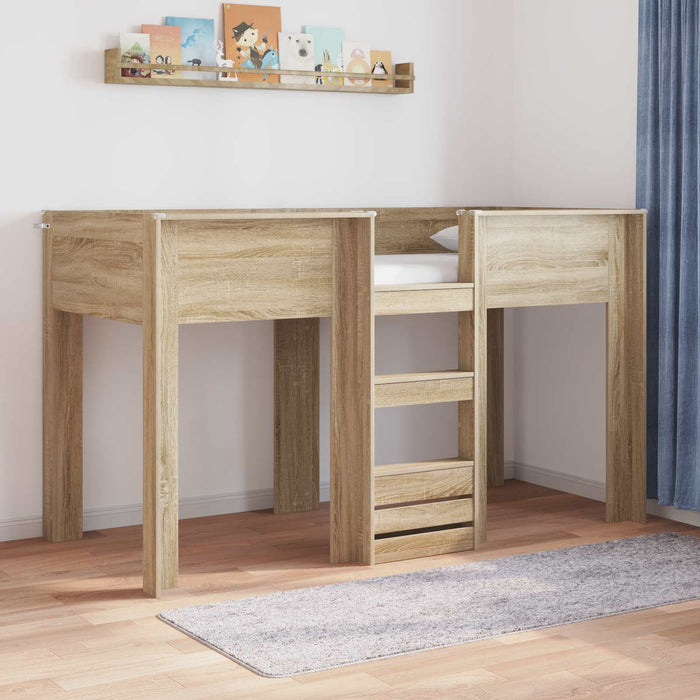 Pat Etajat pentru Copii Stejar Sonoma 75 x 190 cm Lemn compozit - WALTI WALTI