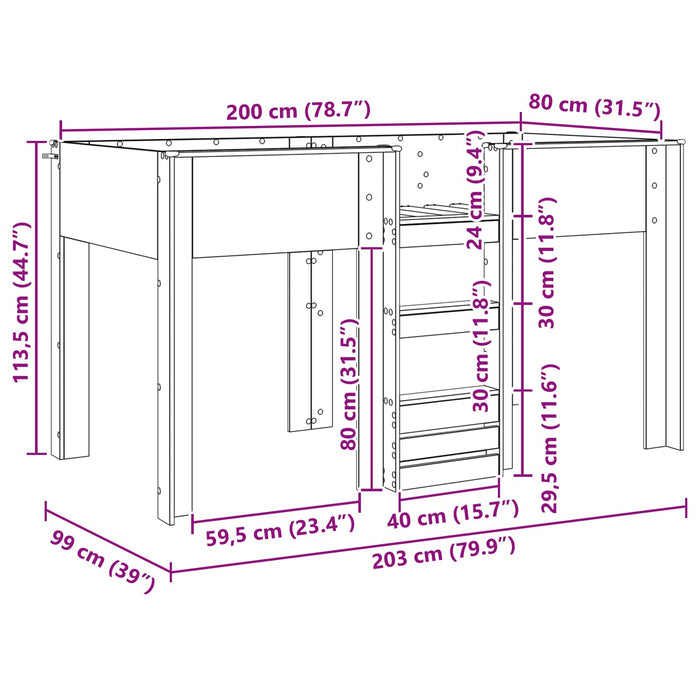 Pat Etajat pentru Copii Alb 80 x 200 cm Lemn compozit - WALTI WALTI