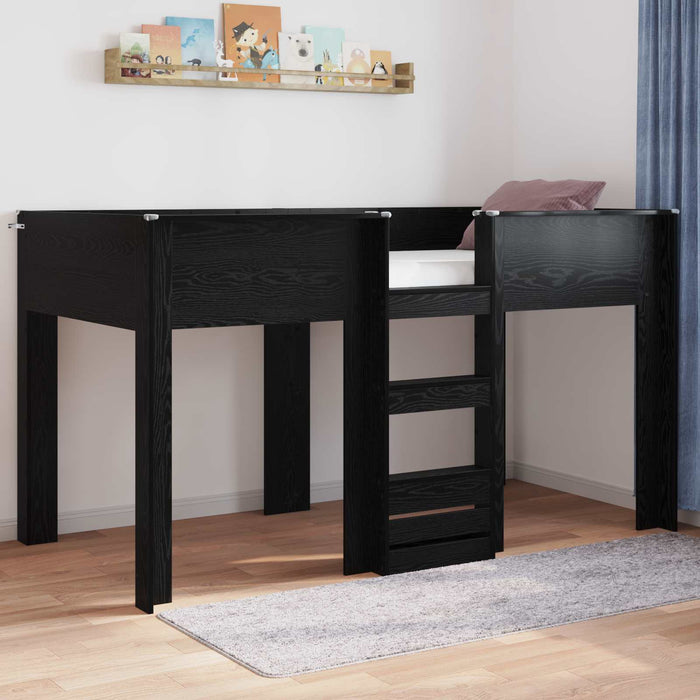 Pat Etajat pentru Copii Stejar Negru 80 x 200 cm Lemn compozit - WALTI WALTI