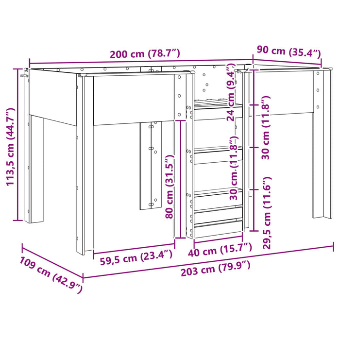 Pat Etajat pentru Copii Gri din beton 90 x 200 cm Lemn compozit - WALTI WALTI