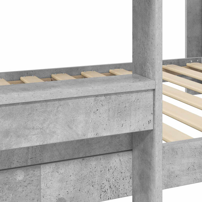 Pat Etajat pentru Copii Gri din beton 90 x 190 cm Lemn compozit - WALTI WALTI