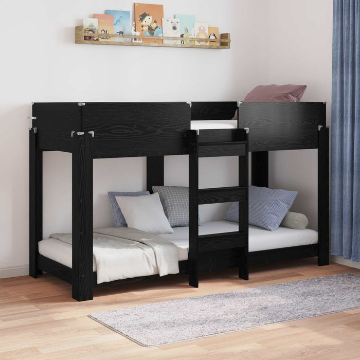 Pat Etajat pentru Copii Stejar Negru 75 x 190 cm Lemn compozit - WALTI WALTI
