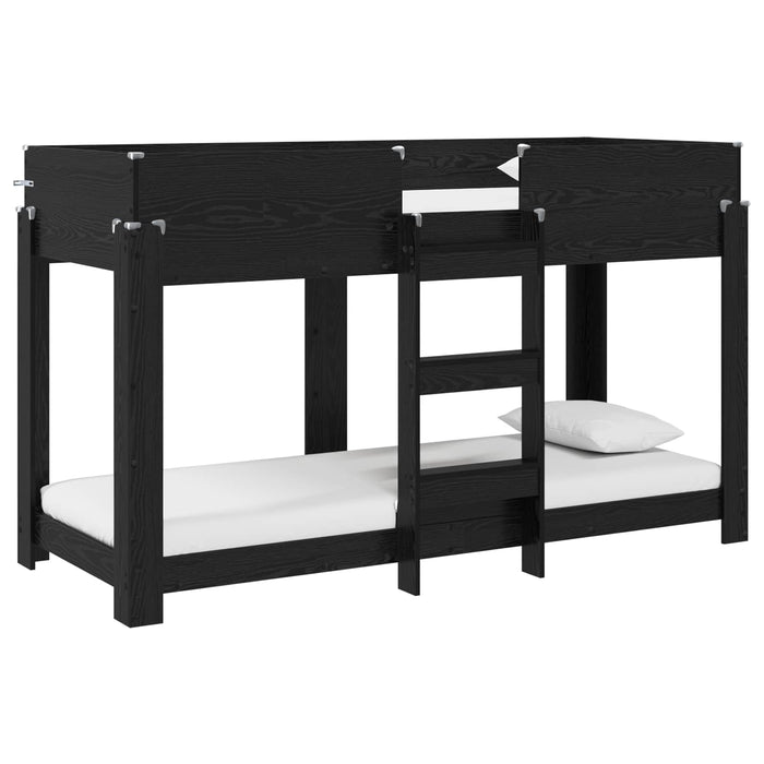 Pat Etajat pentru Copii Stejar Negru 75 x 190 cm Lemn compozit - WALTI WALTI