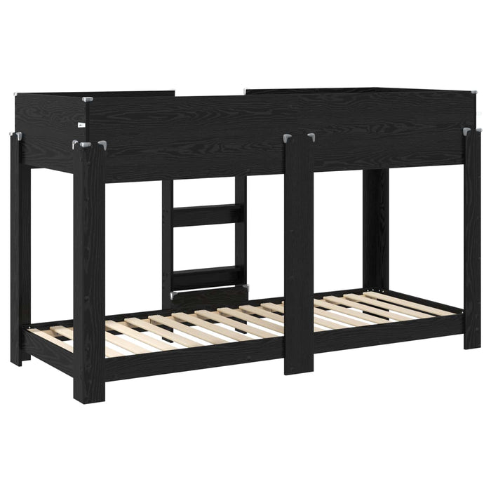 Pat Etajat pentru Copii Stejar Negru 75 x 190 cm Lemn compozit - WALTI WALTI