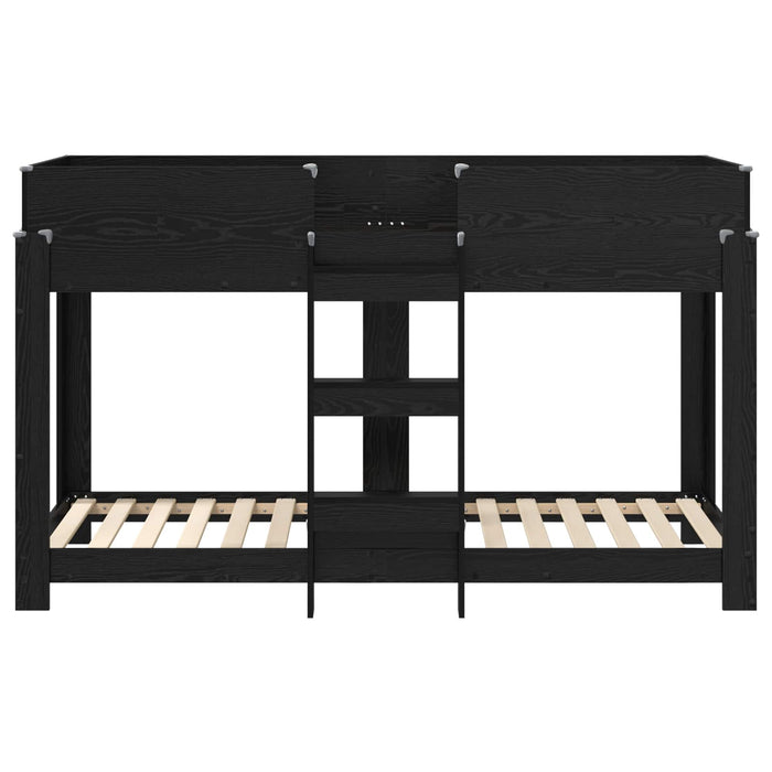 Pat Etajat pentru Copii Stejar Negru 75 x 190 cm Lemn compozit - WALTI WALTI
