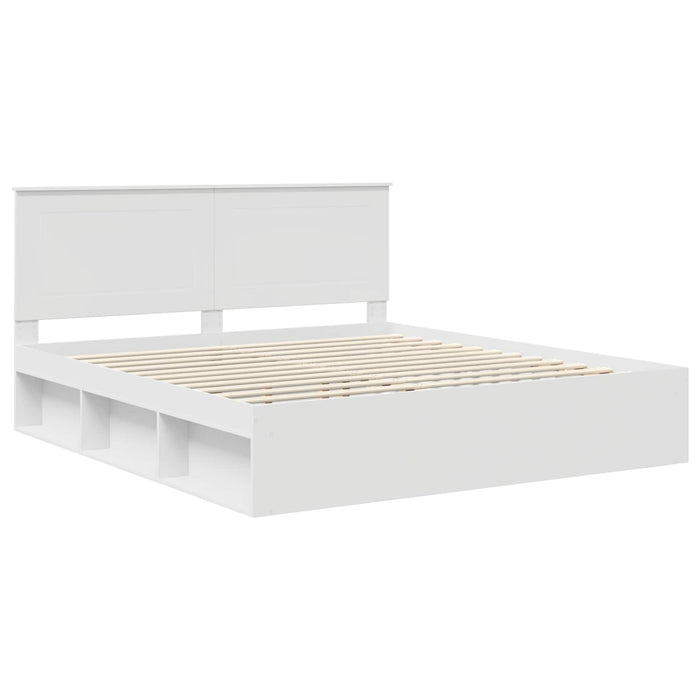 Cadru de pat cu headboard Alb 200 x 200 cm Lemn de pin masiv - WALTI WALTI