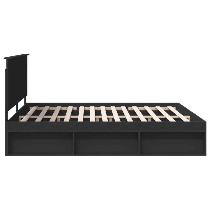 Cadru de pat cu headboard Negru 200 x 200 cm Lemn de pin masiv - WALTI WALTI