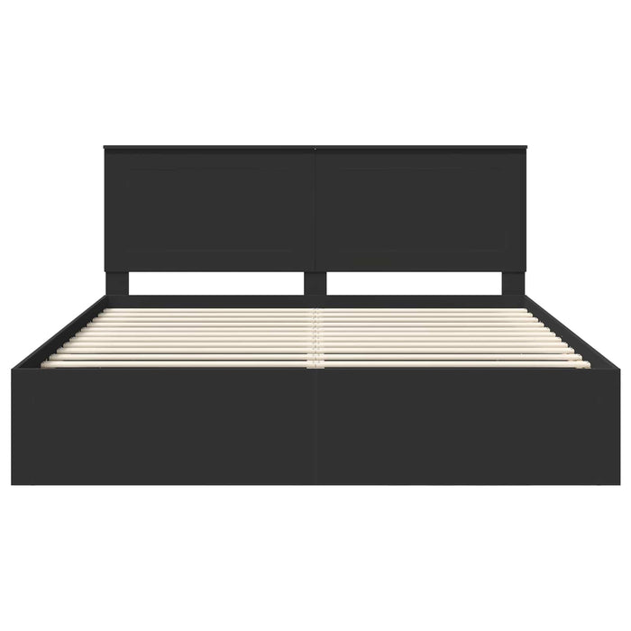 Cadru de pat cu headboard Negru 180 x 200 cm Lemn de pin masiv - WALTI WALTI