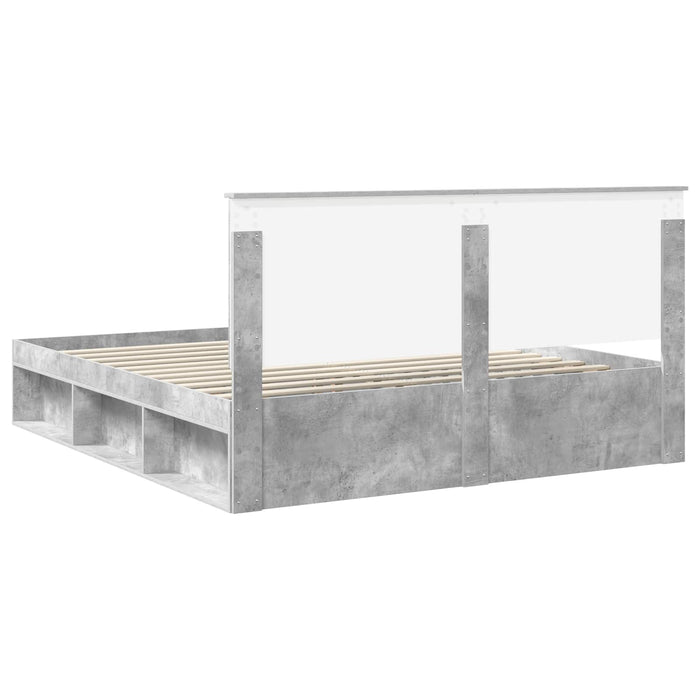 Cadru de pat cu headboard Beton 180 x 200 cm Lemn de pin masiv - WALTI WALTI