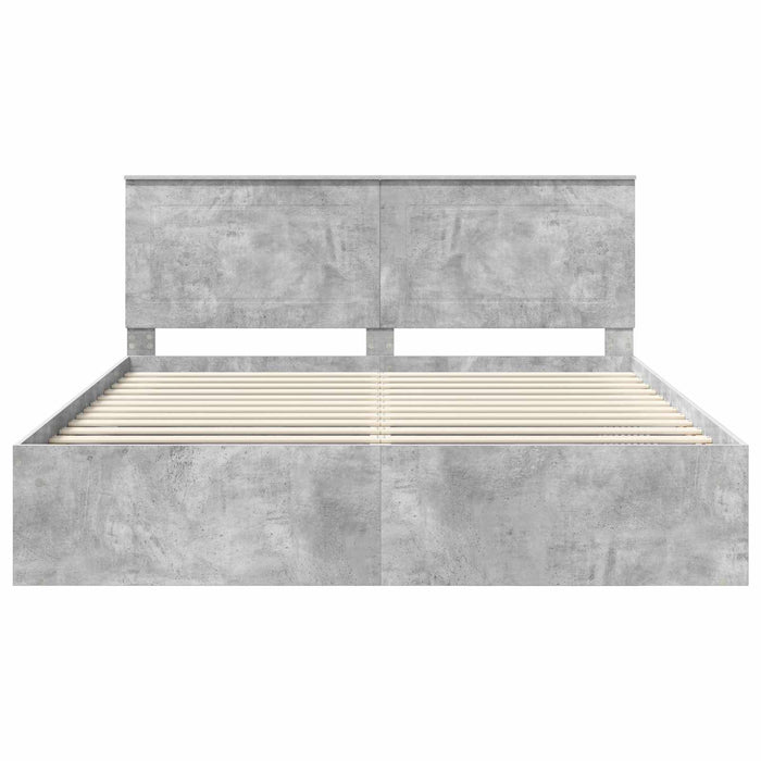 Cadru de pat cu headboard Beton 180 x 200 cm Lemn de pin masiv - WALTI WALTI