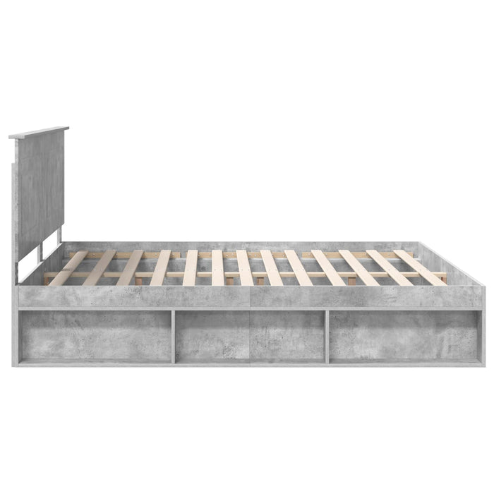Cadru de pat cu headboard Beton 180 x 200 cm Lemn de pin masiv - WALTI WALTI
