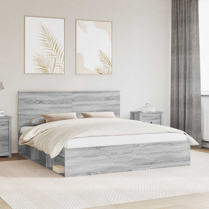 Cadru de pat Gri Sonoma 180 x 200 cm Lemn de pin masiv - WALTI WALTI
