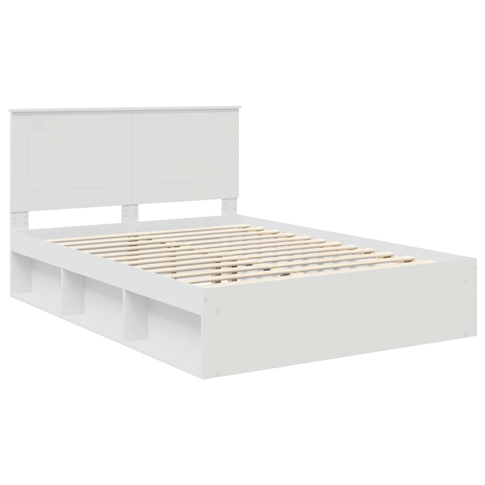 Cadru de pat cu headboard Alb 160 x 200 cm Lemn de pin masiv - WALTI WALTI