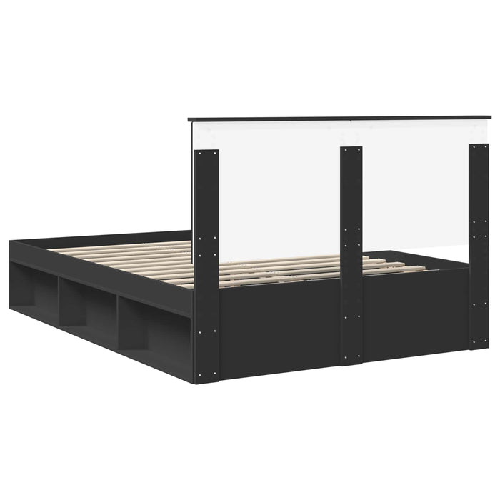 Cadru de pat cu headboard Negru 160 x 200 cm Lemn de pin masiv - WALTI WALTI