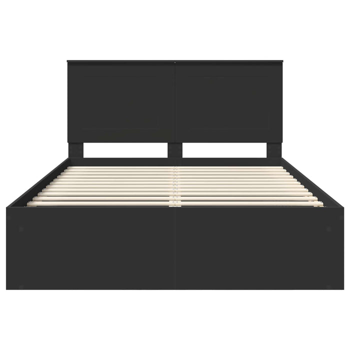 Cadru de pat cu headboard Negru 160 x 200 cm Lemn de pin masiv - WALTI WALTI