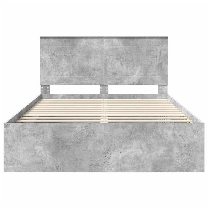 Cadru de pat cu headboard Beton 160 x 200 cm Lemn de pin masiv - WALTI WALTI