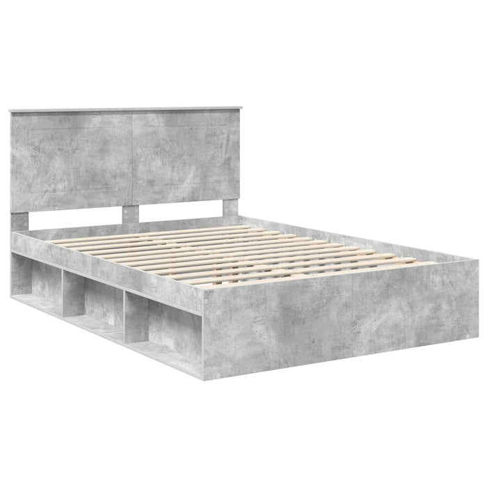 Cadru de pat cu headboard Beton 140 x 190 cm Lemn de pin masiv - WALTI WALTI