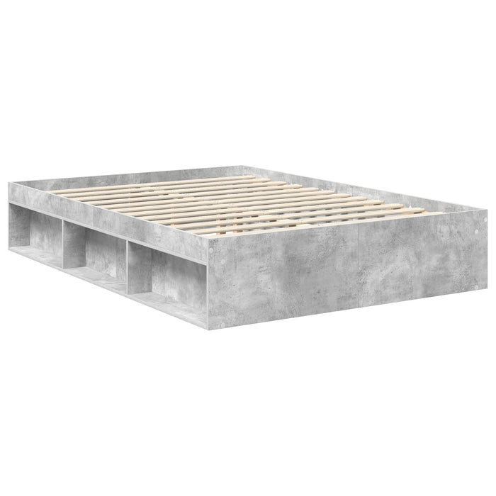 Cadru de pat cu headboard Beton 140 x 190 cm Lemn de pin masiv - WALTI WALTI