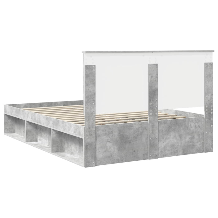 Cadru de pat cu headboard Beton 140 x 190 cm Lemn de pin masiv - WALTI WALTI