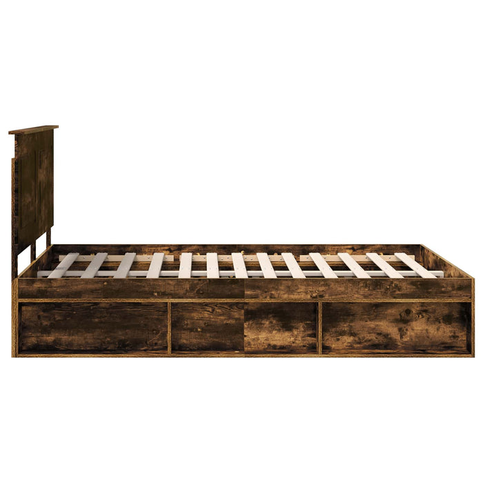Cadru de pat Stejar fumuriu 140 x 190 cm Lemn de pin masiv - WALTI WALTI