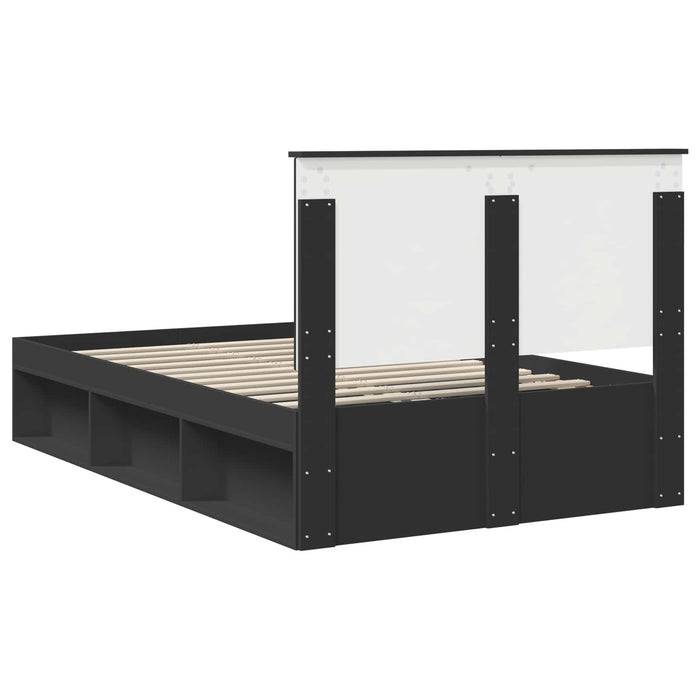 Cadru de pat cu headboard Negru 135 x 190 cm Lemn de pin masiv - WALTI WALTI