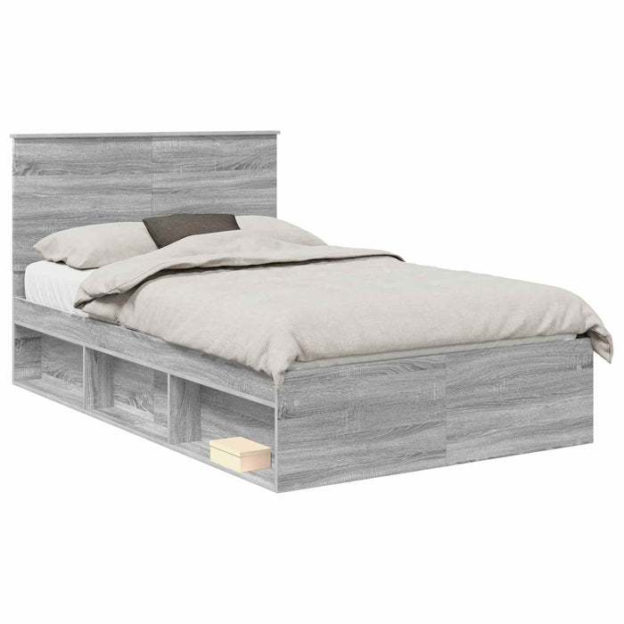Cadru de pat Gri Sonoma 135 x 190 cm Lemn de pin masiv - WALTI WALTI