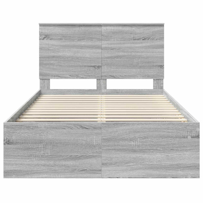 Cadru de pat Gri Sonoma 135 x 190 cm Lemn de pin masiv - WALTI WALTI