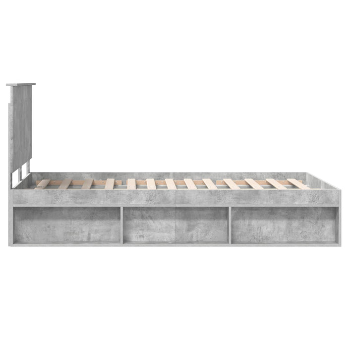 Cadru de pat cu headboard Beton 120 x 190 cm Lemn de pin masiv - WALTI WALTI