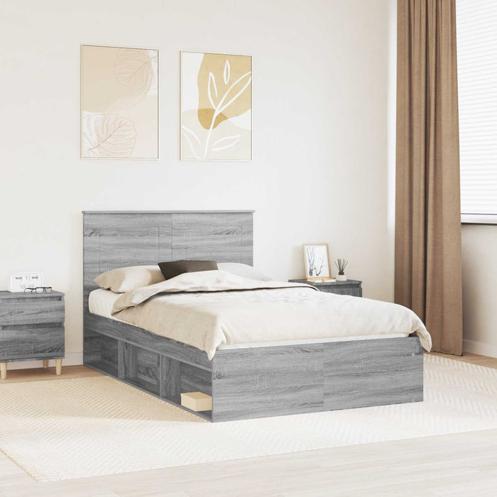 Cadru de pat Gri Sonoma 120 x 190 cm Lemn de pin masiv - WALTI WALTI