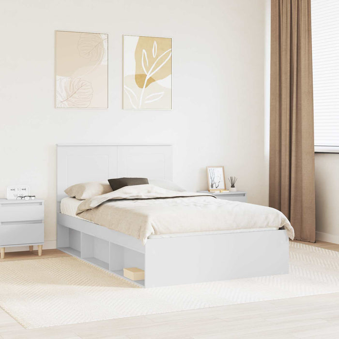 Cadru de pat cu headboard Alb 120 x 200 cm Lemn de pin masiv - WALTI WALTI