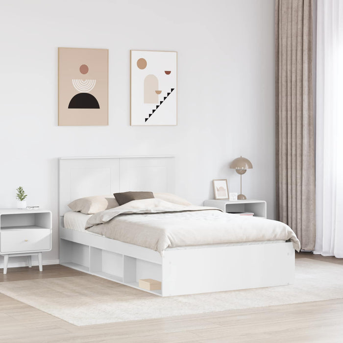 Cadru de pat cu headboard Alb 120 x 200 cm Lemn de pin masiv - WALTI WALTI