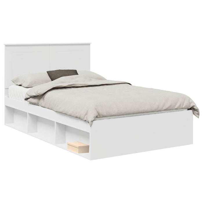 Cadru de pat cu headboard Alb 120 x 200 cm Lemn de pin masiv - WALTI WALTI