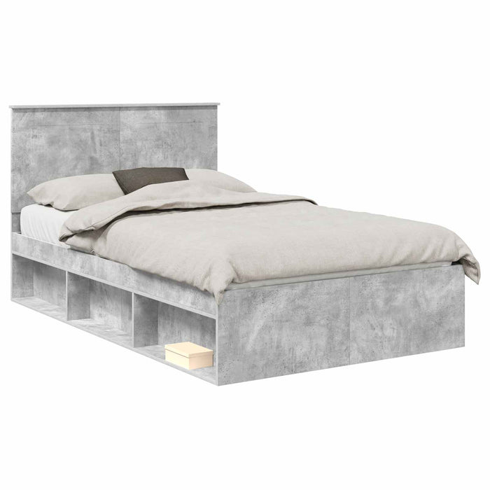 Cadru de pat cu headboard Beton 120 x 200 cm Lemn de pin masiv - WALTI WALTI