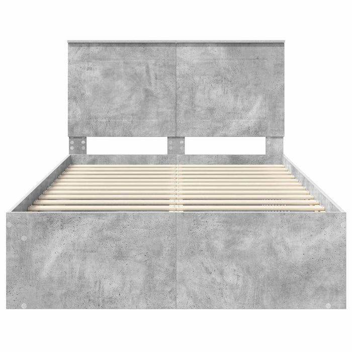 Cadru de pat cu headboard Beton 120 x 200 cm Lemn de pin masiv - WALTI WALTI