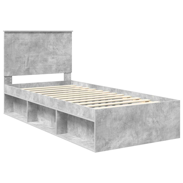 Cadru de pat Gri Concret 100 x 200 cm Lemn de pin masiv - WALTI WALTI