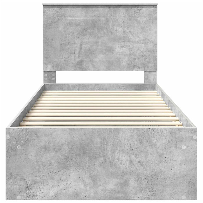 Cadru de pat Gri Concret 100 x 200 cm Lemn de pin masiv - WALTI WALTI