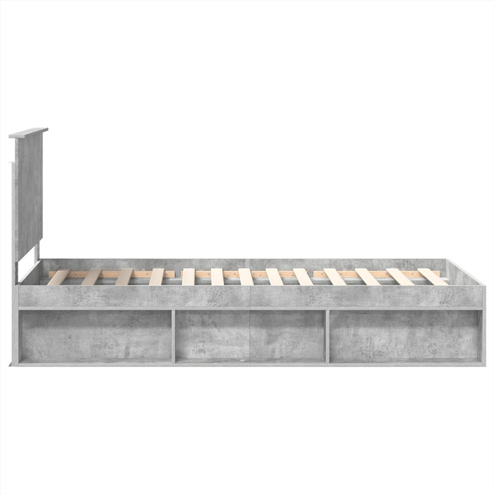 Cadru de pat Gri Concret 100 x 200 cm Lemn de pin masiv - WALTI WALTI