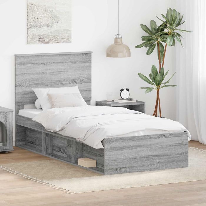 Cadru de pat Gri Sonoma 100 x 200 cm Lemn de pin masiv - WALTI WALTI
