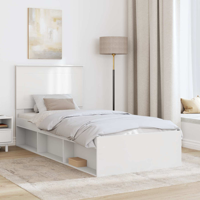 Cadru de pat cu headboard Alb 90 x 190 cm Lemn de pin masiv - WALTI WALTI