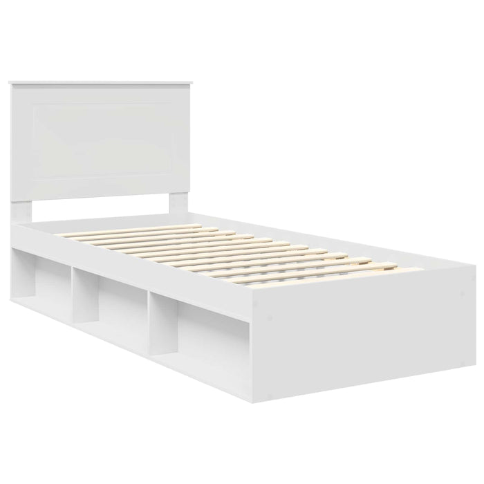 Cadru de pat cu headboard Alb 90 x 190 cm Lemn de pin masiv - WALTI WALTI