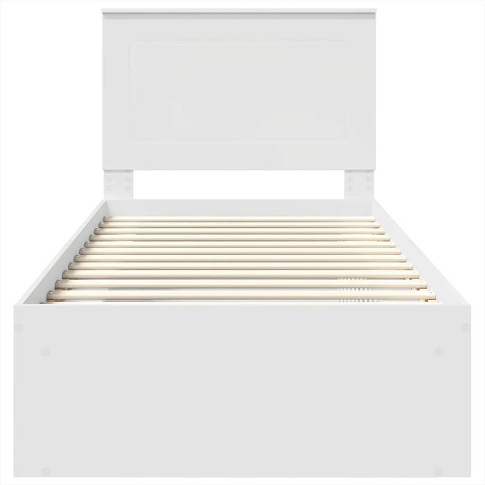 Cadru de pat cu headboard Alb 90 x 190 cm Lemn de pin masiv - WALTI WALTI