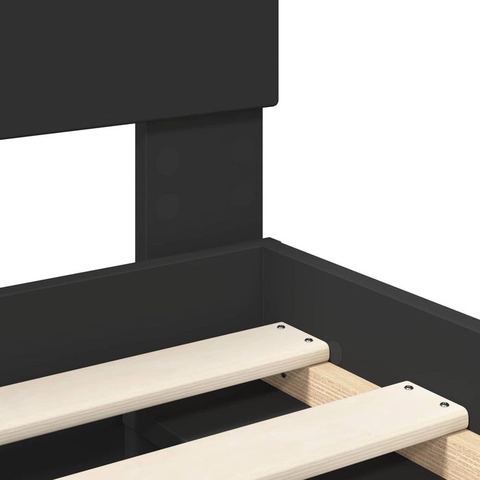 Cadru de pat cu headboard Negru 90 x 190 cm Lemn de pin masiv - WALTI WALTI